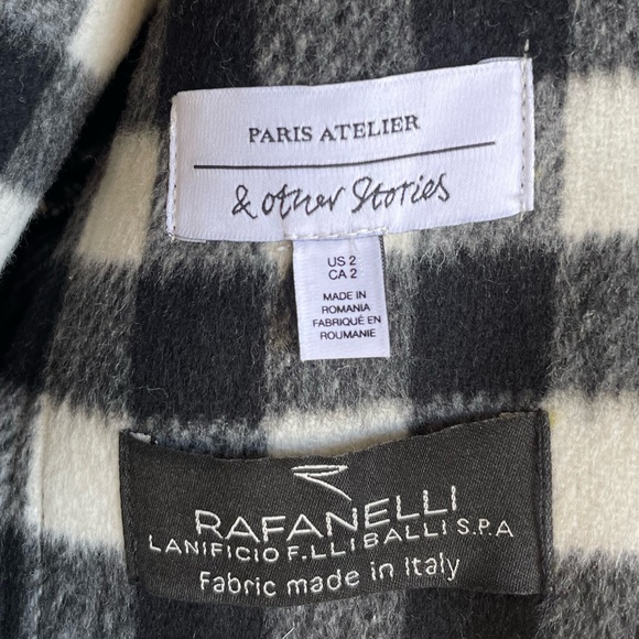 & OTHER STORIES NEW Black White Gingham Check Belted Italian Wool Shacket Jacket - Picture 15 of 17